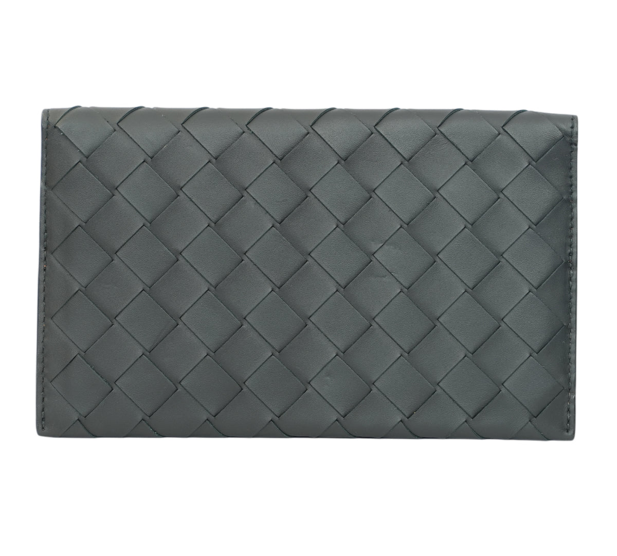 Bottega Veneta  Black Intrecciato Large Flap Wallet