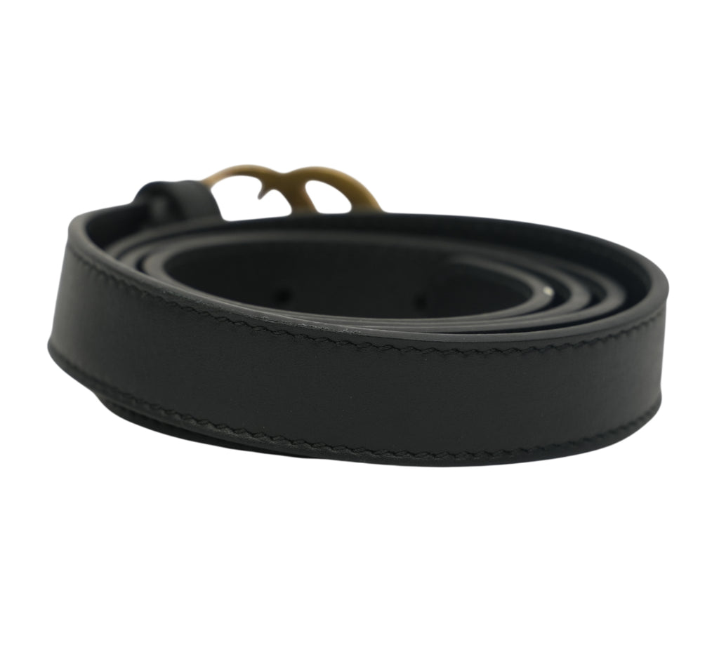 GG Marmont Black Leather Belt Size - 80 Cm