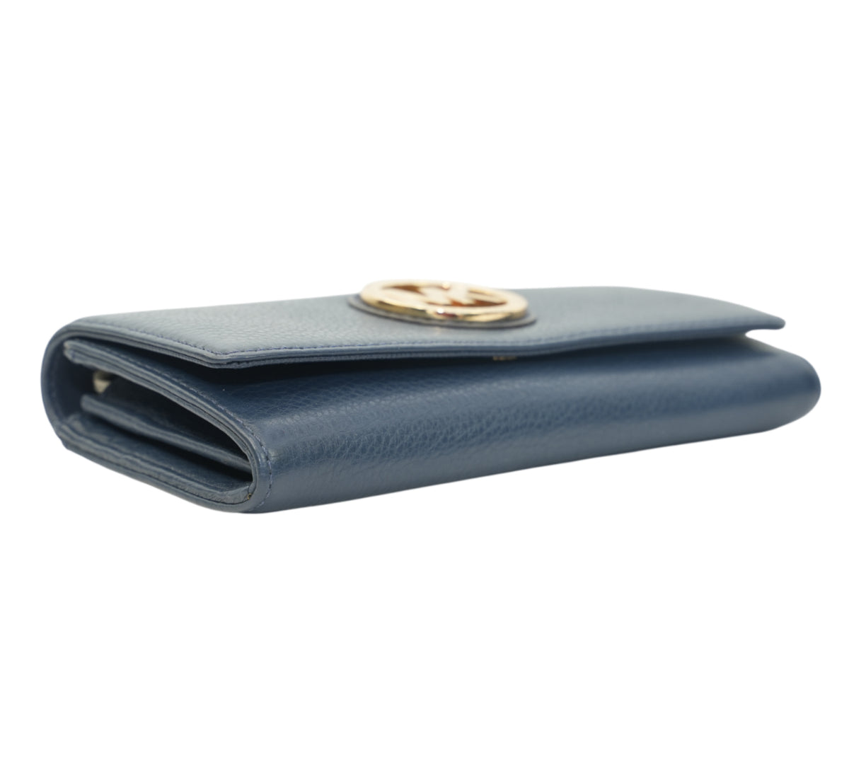 Michael Kors Navy Blue Fulton Flap Continental Leather Wallet