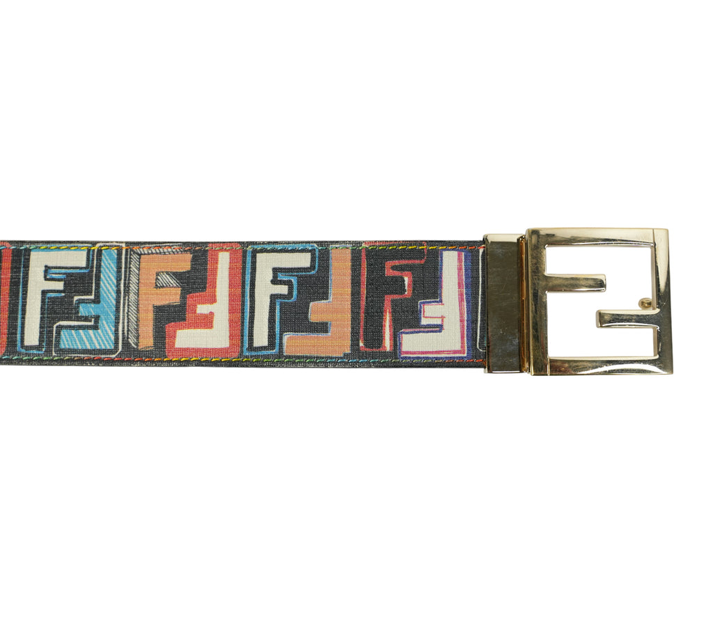 Multicolor Zucca Coated Canvas FF Logo Belt Size - 95 Cm