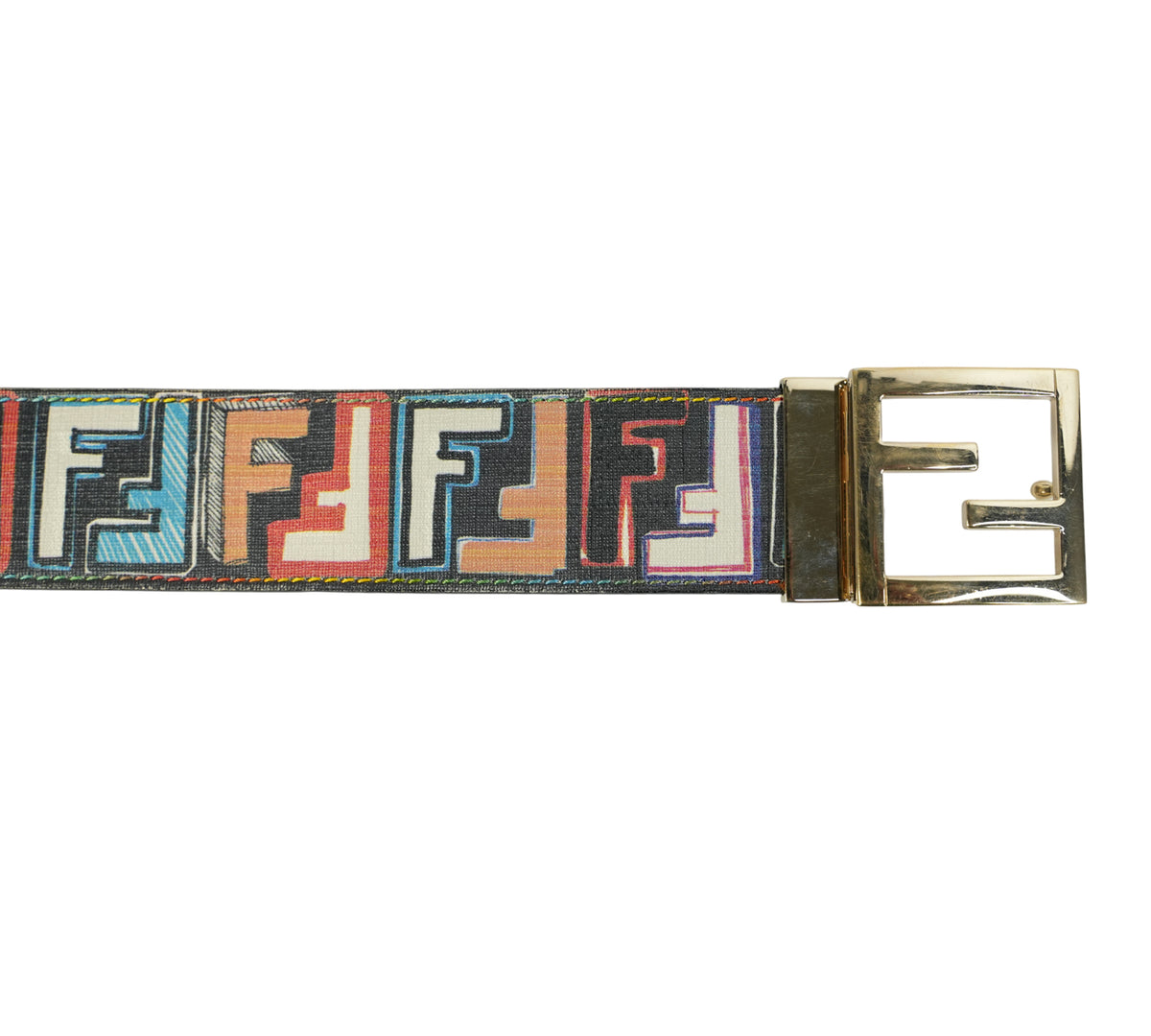 Fendi  Multicolor Zucca Coated Canvas FF Logo Belt Size - 95 Cm