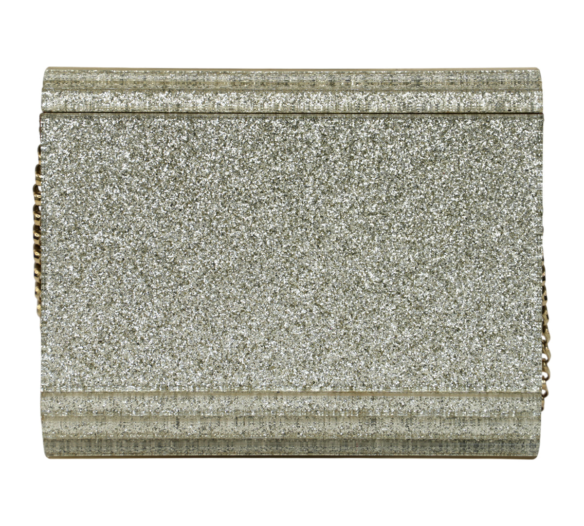 Jimmy Choo Candy Silver Glitter Acrylic Clutch Bag