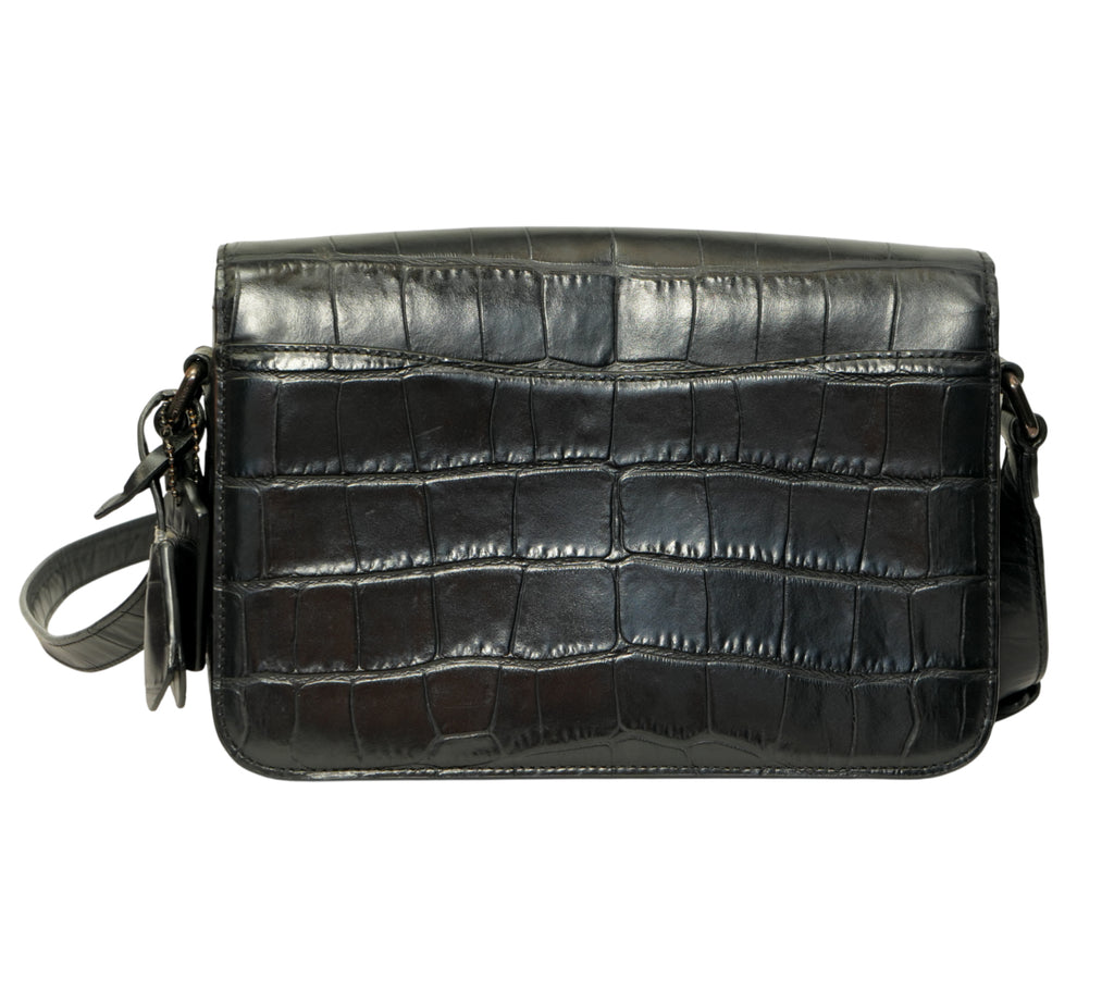Croc-Embossed Studio Shoulder Bag