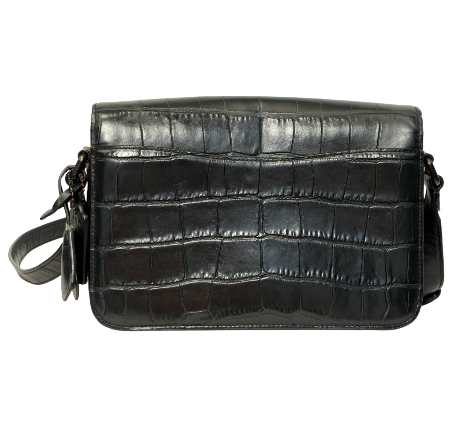 Croc-Embossed Studio Shoulder Bag