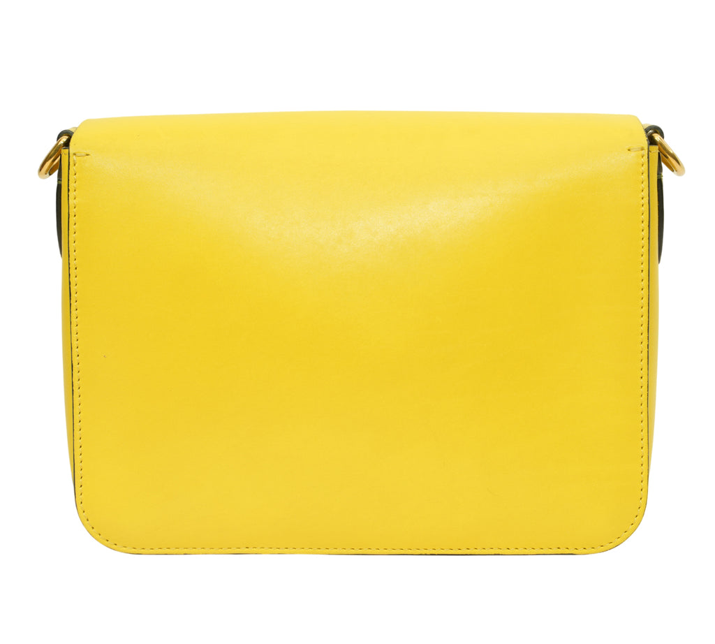 Lemon Yellow Leather Bridle Square Satchel