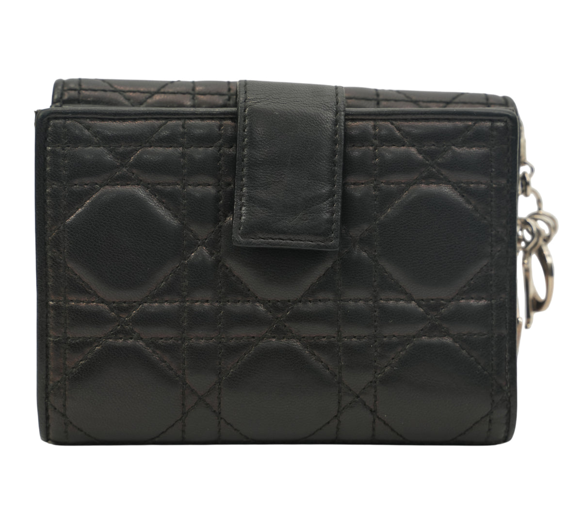Christian Dior Black Cannage Lambskin Lotus Wallet