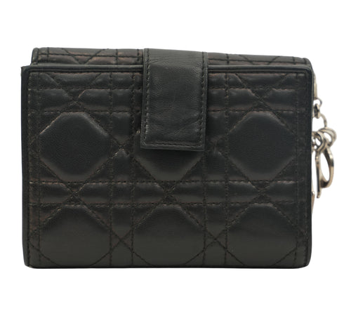 Black Cannage Lambskin Lotus Wallet