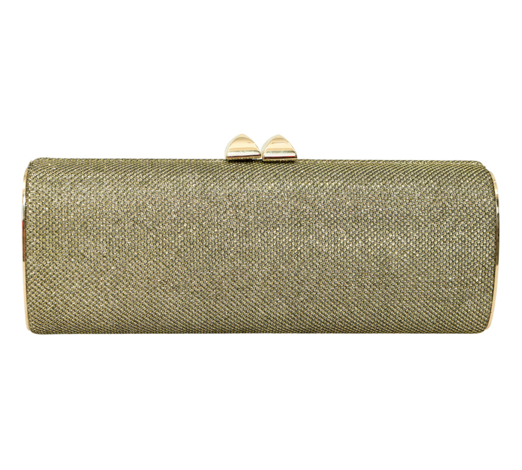 Tube Gold Glitter & Lurex Fabric Clutch