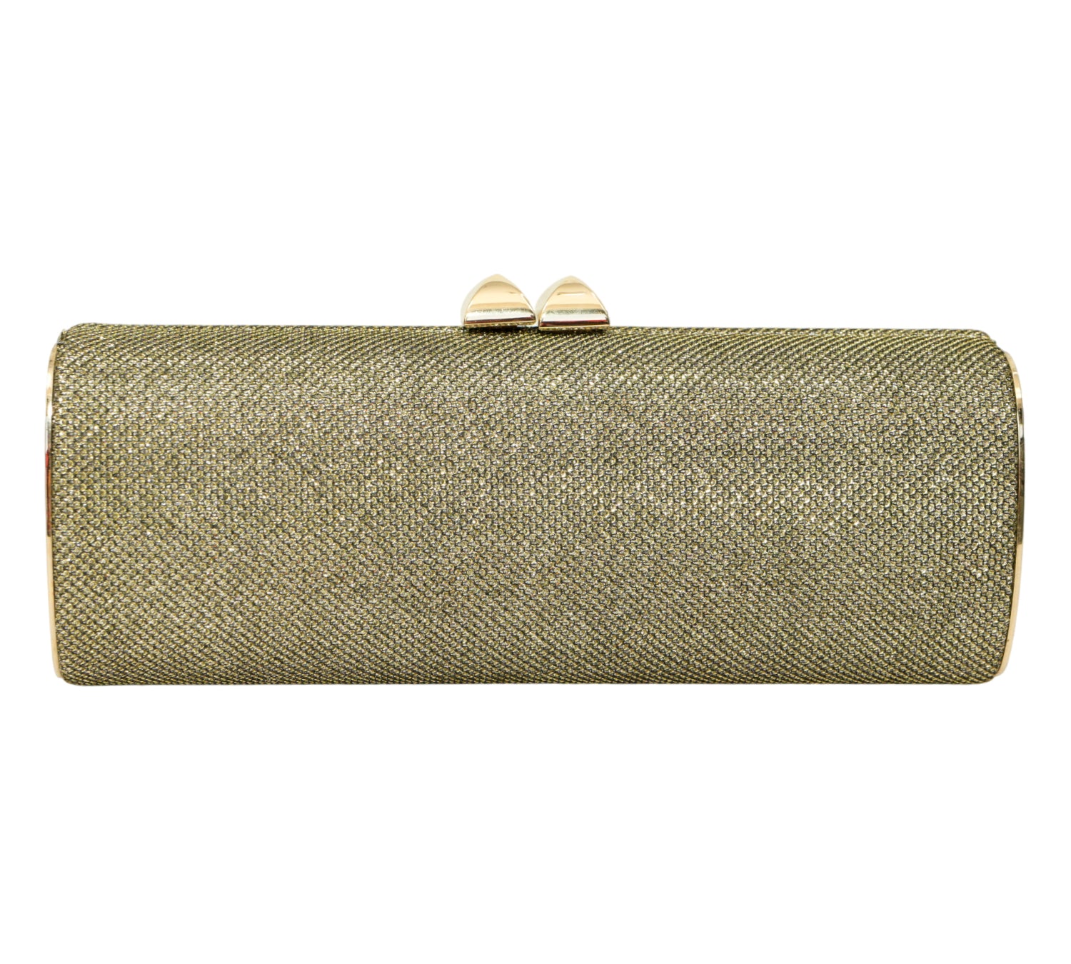 Tube Gold Glitter & Lurex Fabric Clutch