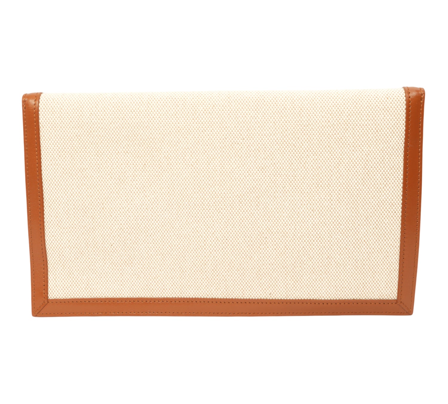 Beige/Tan Canvas & Leather Medium Uptown Clutch