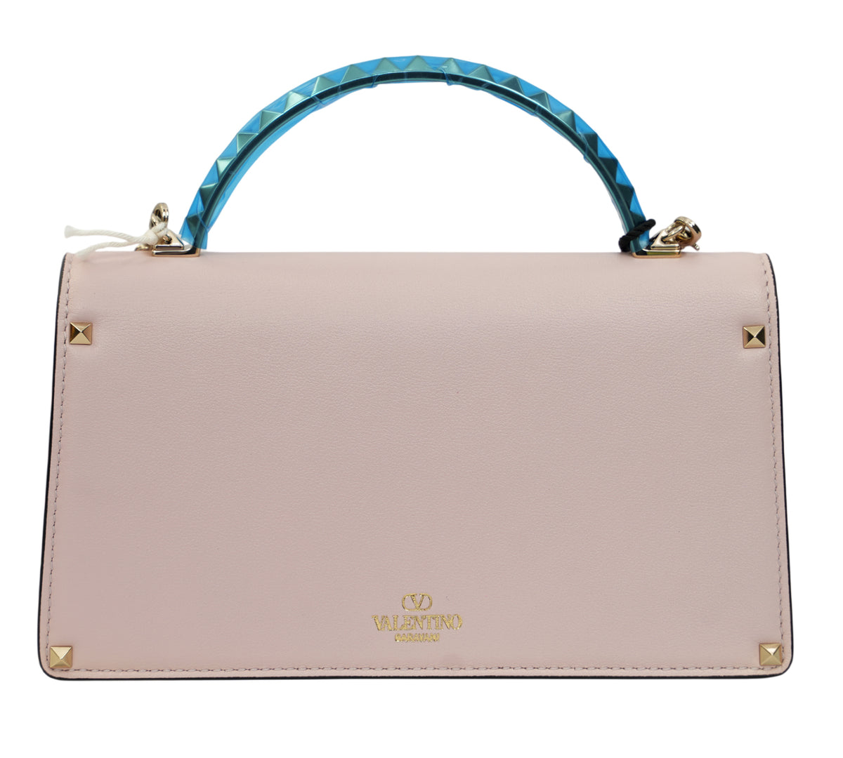 Valentino  Smooth Pink Garavani Rockstud Alcove Top Handle Bag