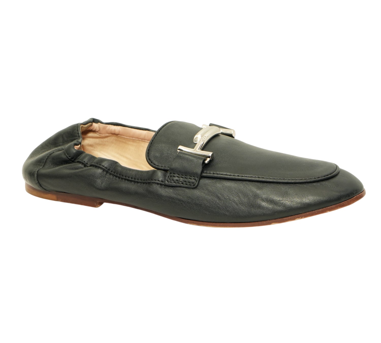 Tods  Double T Leather Elastic Back Loafers Size 38.5 - Eur