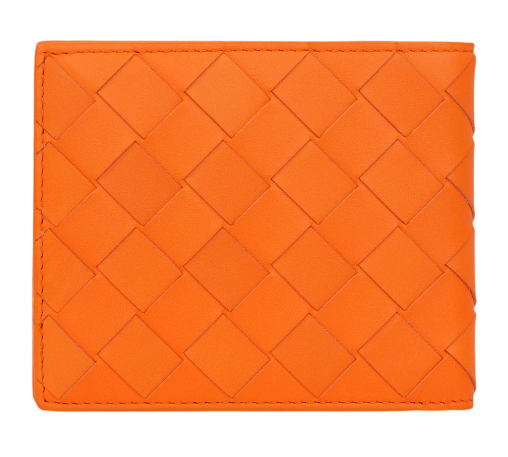 Orange Intrecciato Bi-Fold Wallet