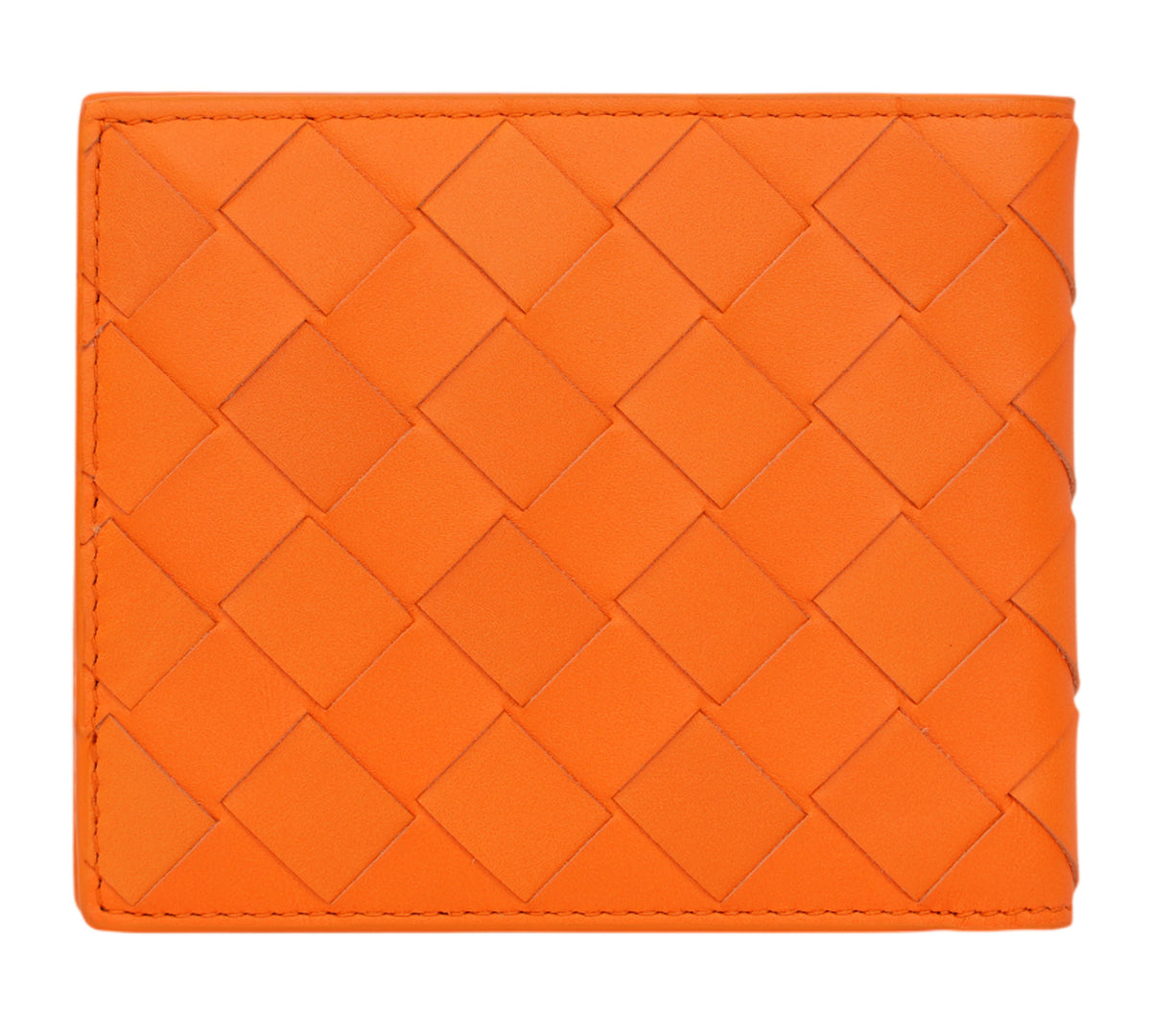 Bottega Veneta  Orange Intrecciato Bi-Fold Wallet