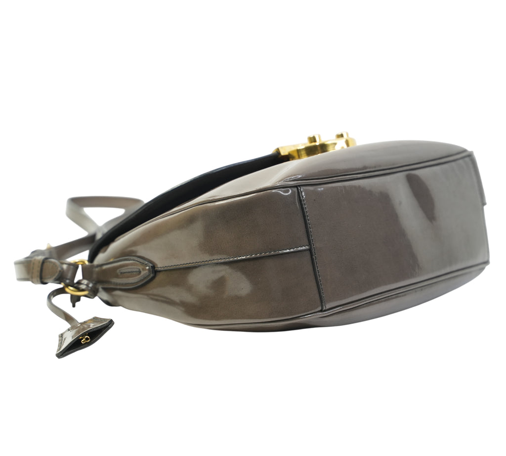Spazzolato Patent Leather Flap Crossbody Bag