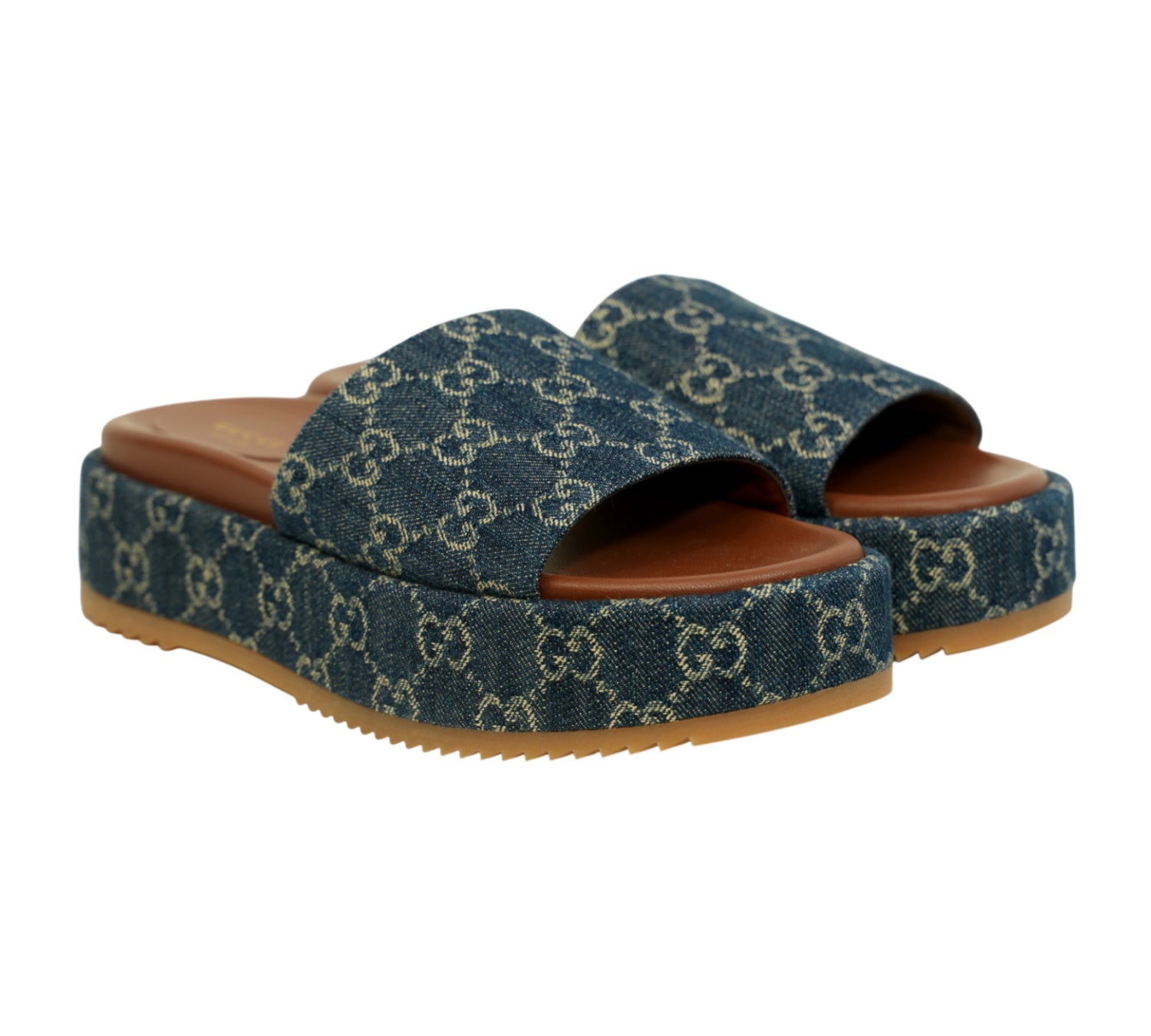 Angelina GG Denim Platform Slide Size 40 - Eur