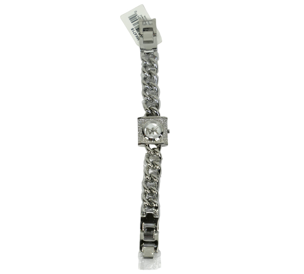 Mini Lock Pavé Silver-Tone Chain Watch
