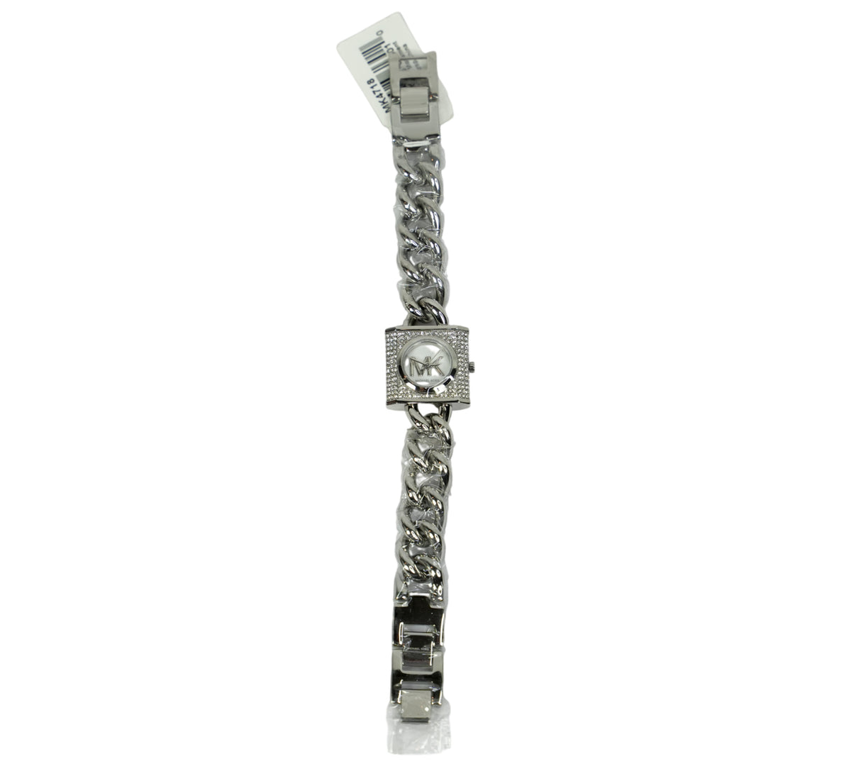 Michael Kors Mini Lock Pavé Silver-Tone Chain Watch