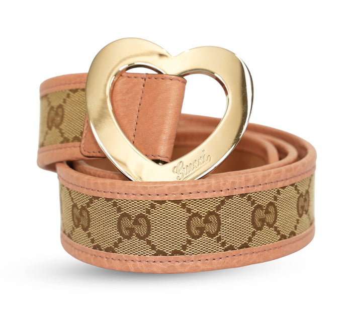 GG Canvas Lovely Heart Buckle Belt Size - 80 Cm