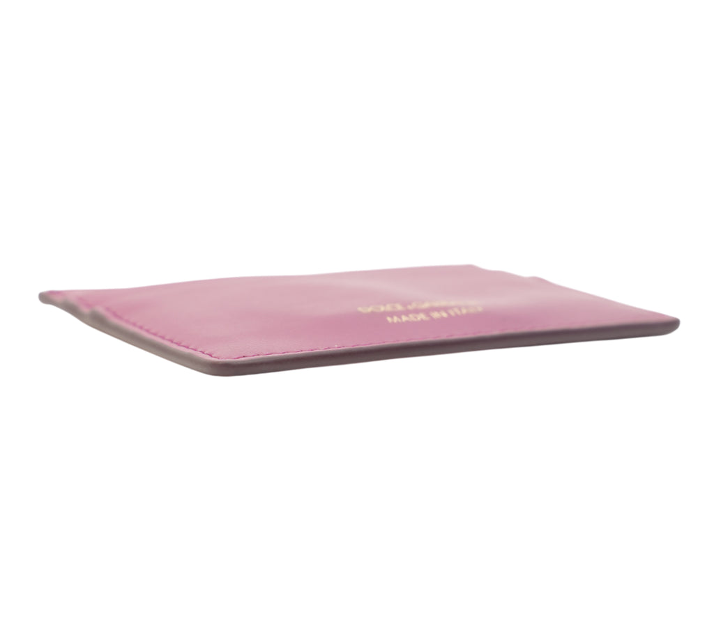 Plum Purple Smooth Calfskin Logo Stamp Card Holder