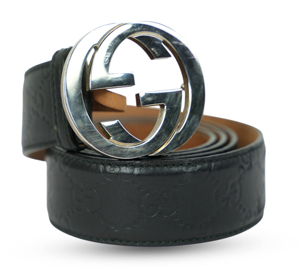 Black Guccissima Interlocking G Belt Size - 105 Cm