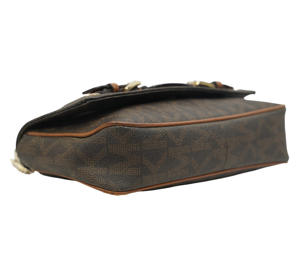 Brown Signature Canvas Hamilton Flap Shoulder Bag