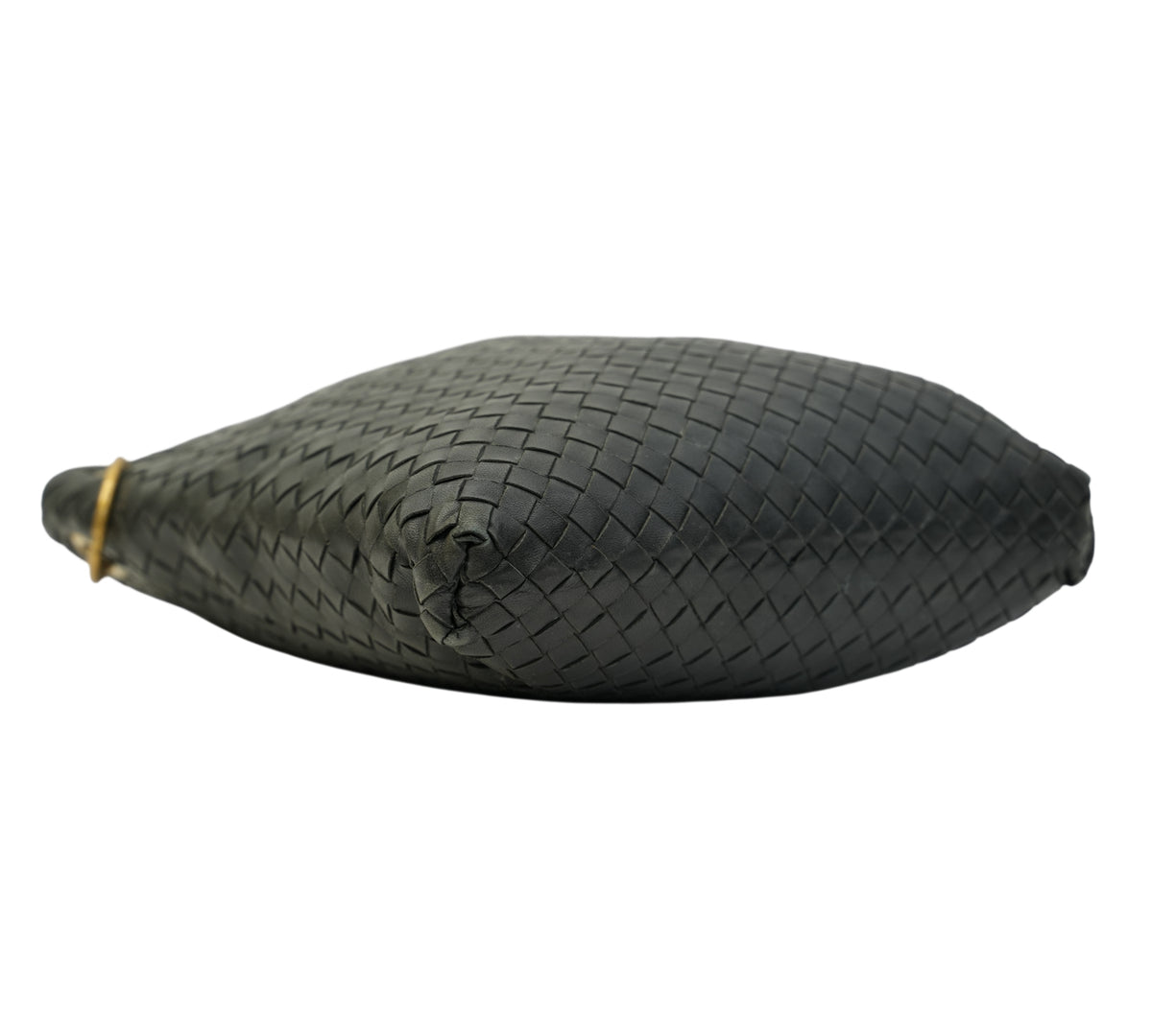 Bottega Veneta  Black Intrecciato Flat Messenger Bag