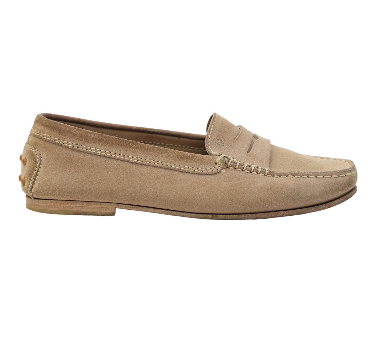Tods  Taupe Gommino Suede Driving Loafers Size 34.5 - Eur