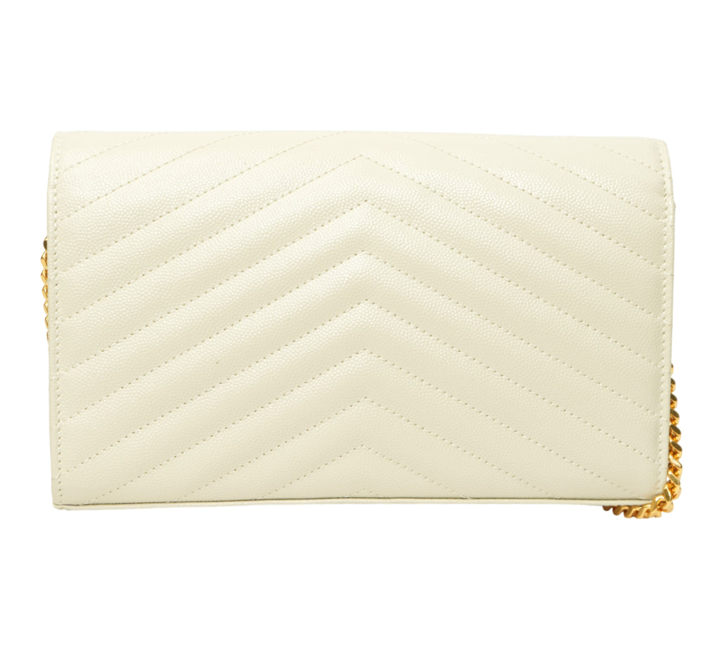 Cream Soft Cassandre Envelope Chain Wallet