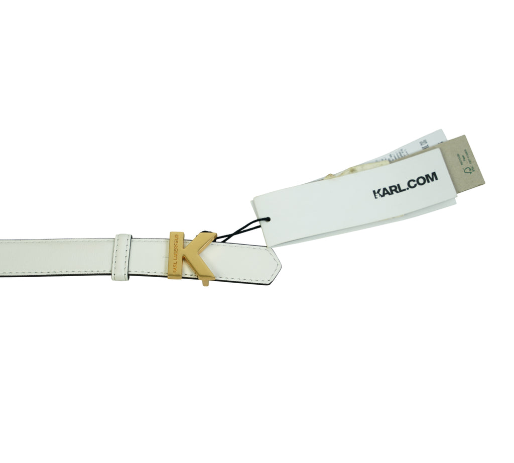 White K/Block Leather Belt Size - 85 Cm