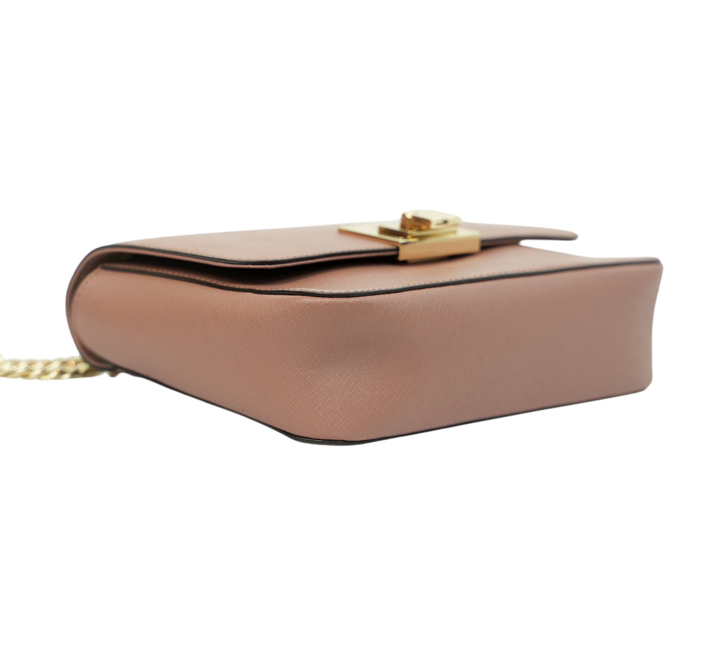 Dusty Rose Tina Medium Saffiano Leather Shoulder Flap Bag