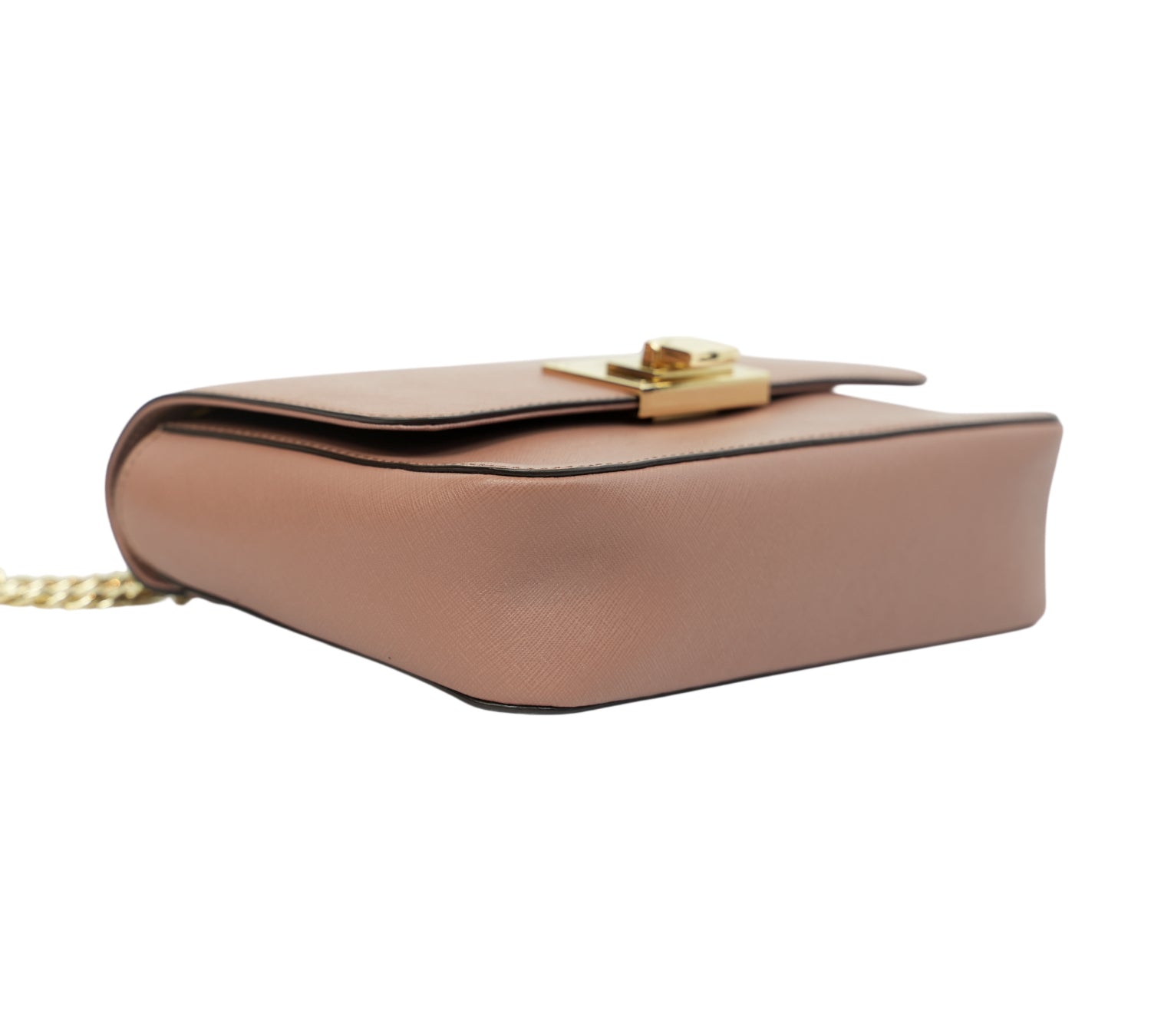Dusty Rose Tina Medium Saffiano Leather Shoulder Flap Bag