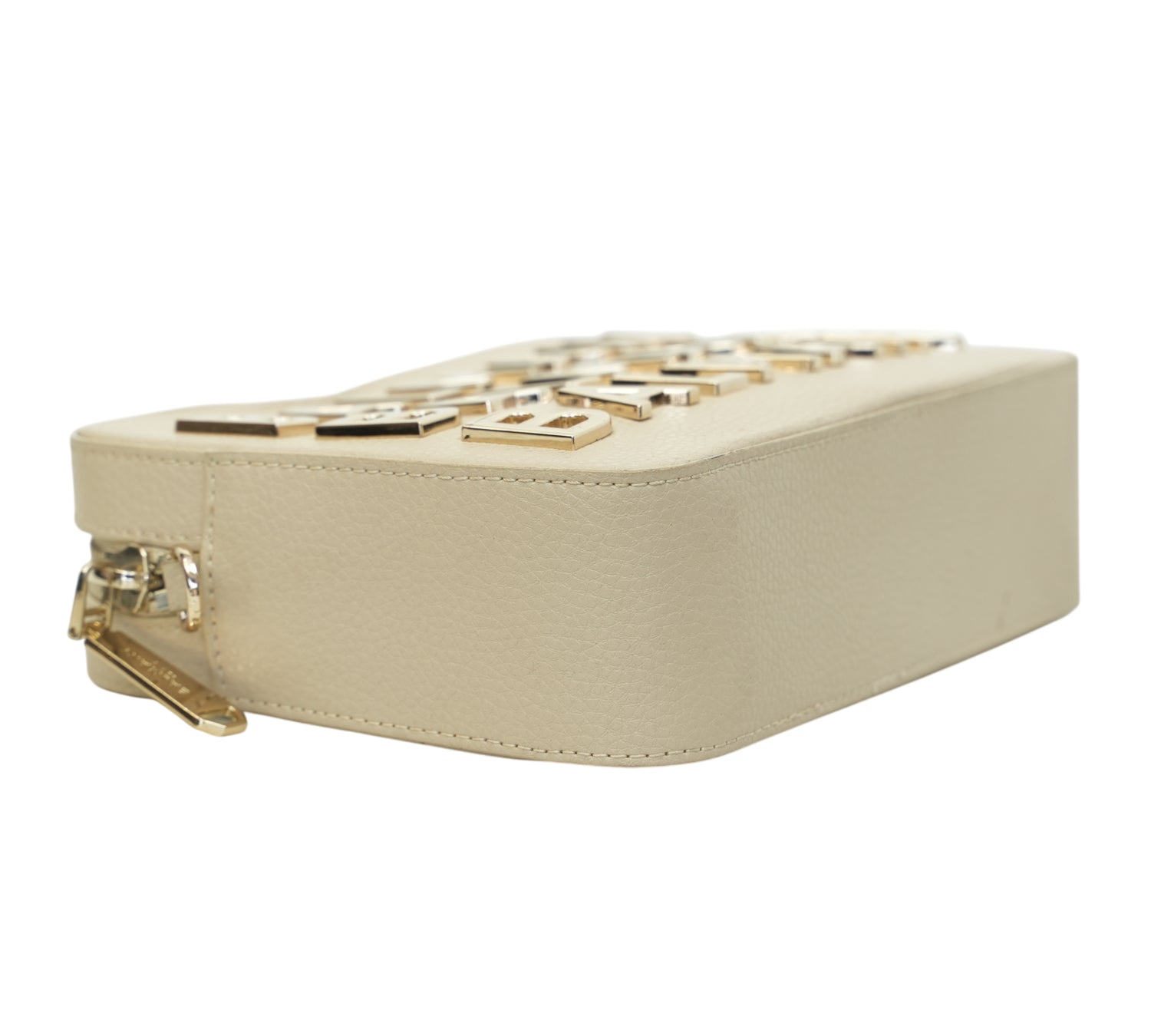 Cream Gold-Tone Logo Crossbody Bag