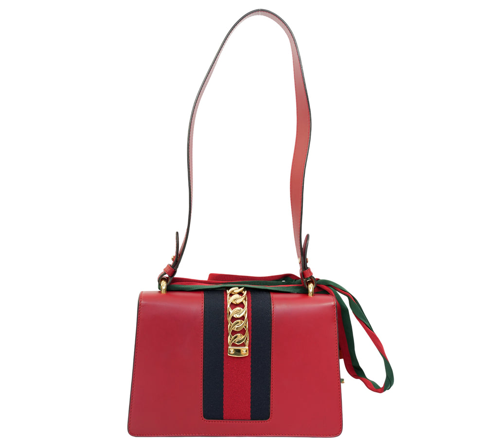 Red Sylvie Leather Shoulder Bag