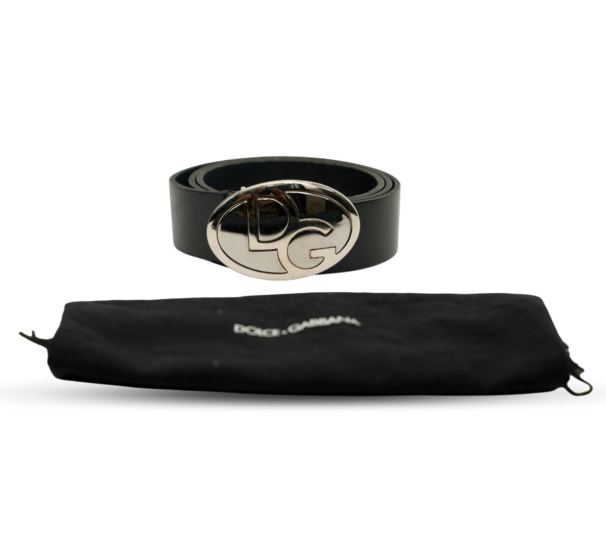 Dolce & Gabbana Oval DG Logo Buckle Belt Size 85 - Cm