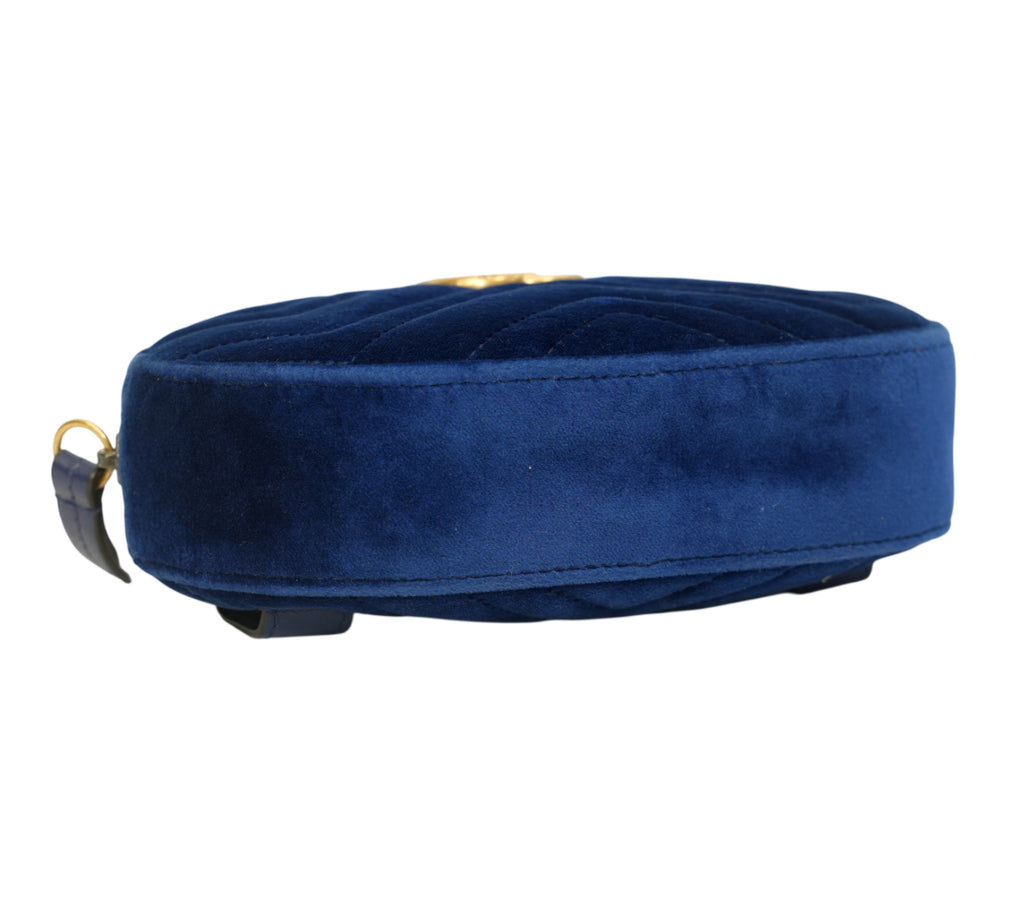 Cobalt Blue GG Marmont Matelassé Velvet Belt Bag