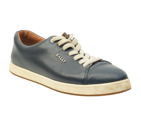 Kid's Navy Blue Darys Leather Low-Top Sneakers Size 35.5 - Eur