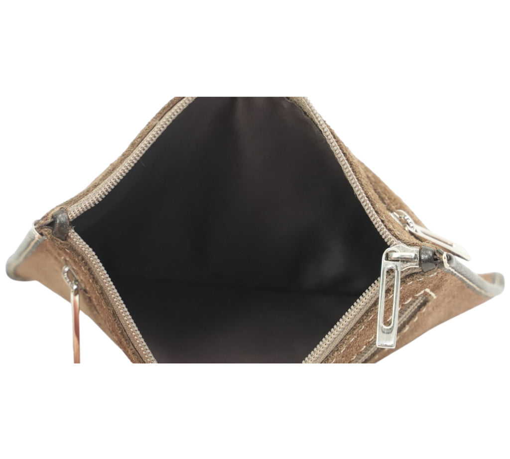 Suede Anagram Flat Pouch