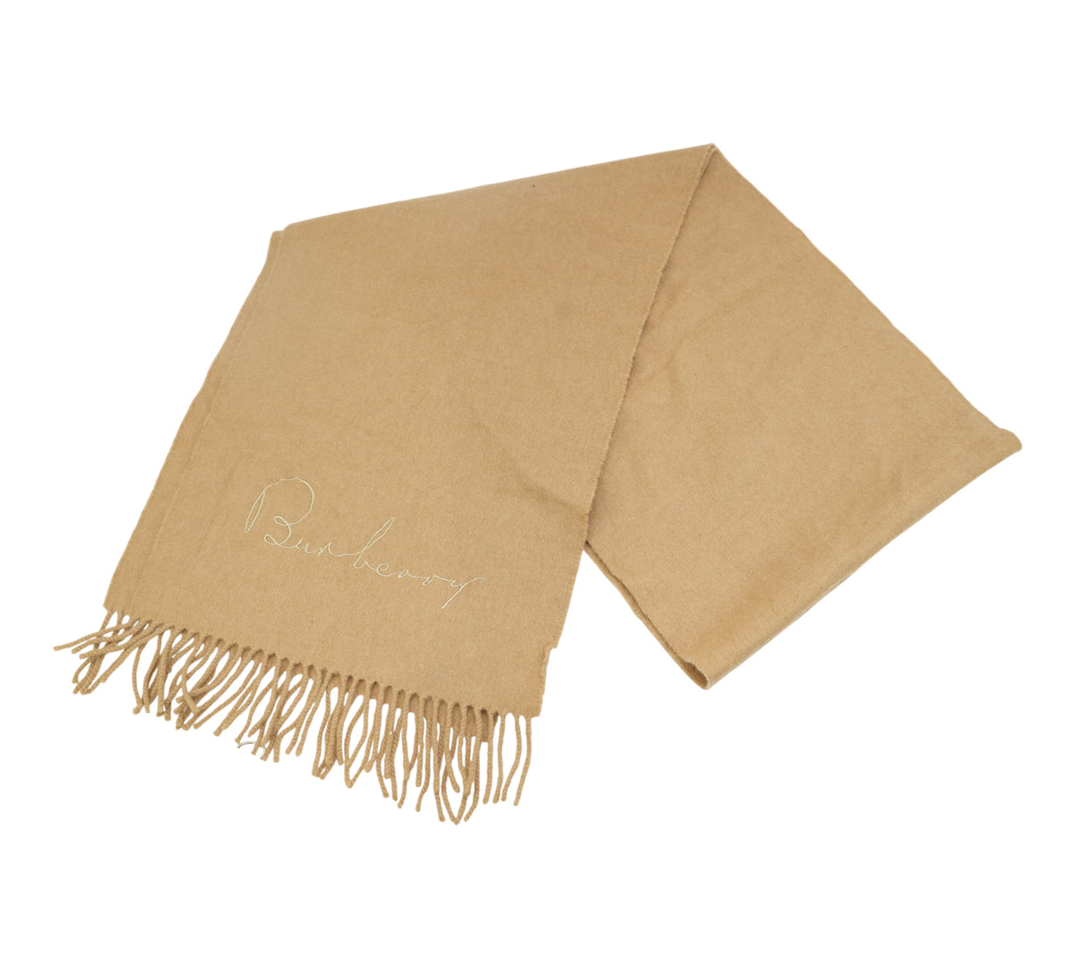 Burberry  Solid Cashmere Fringed Scarf