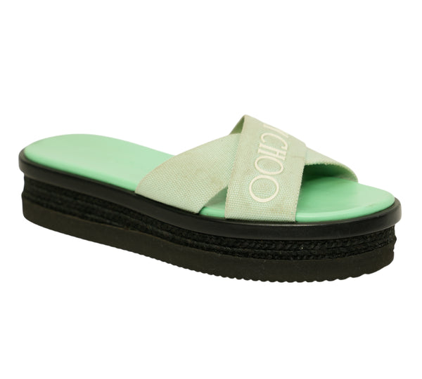 Mint Green Joy Flat Sandal Flatform Slide Size 36.5 - EUR