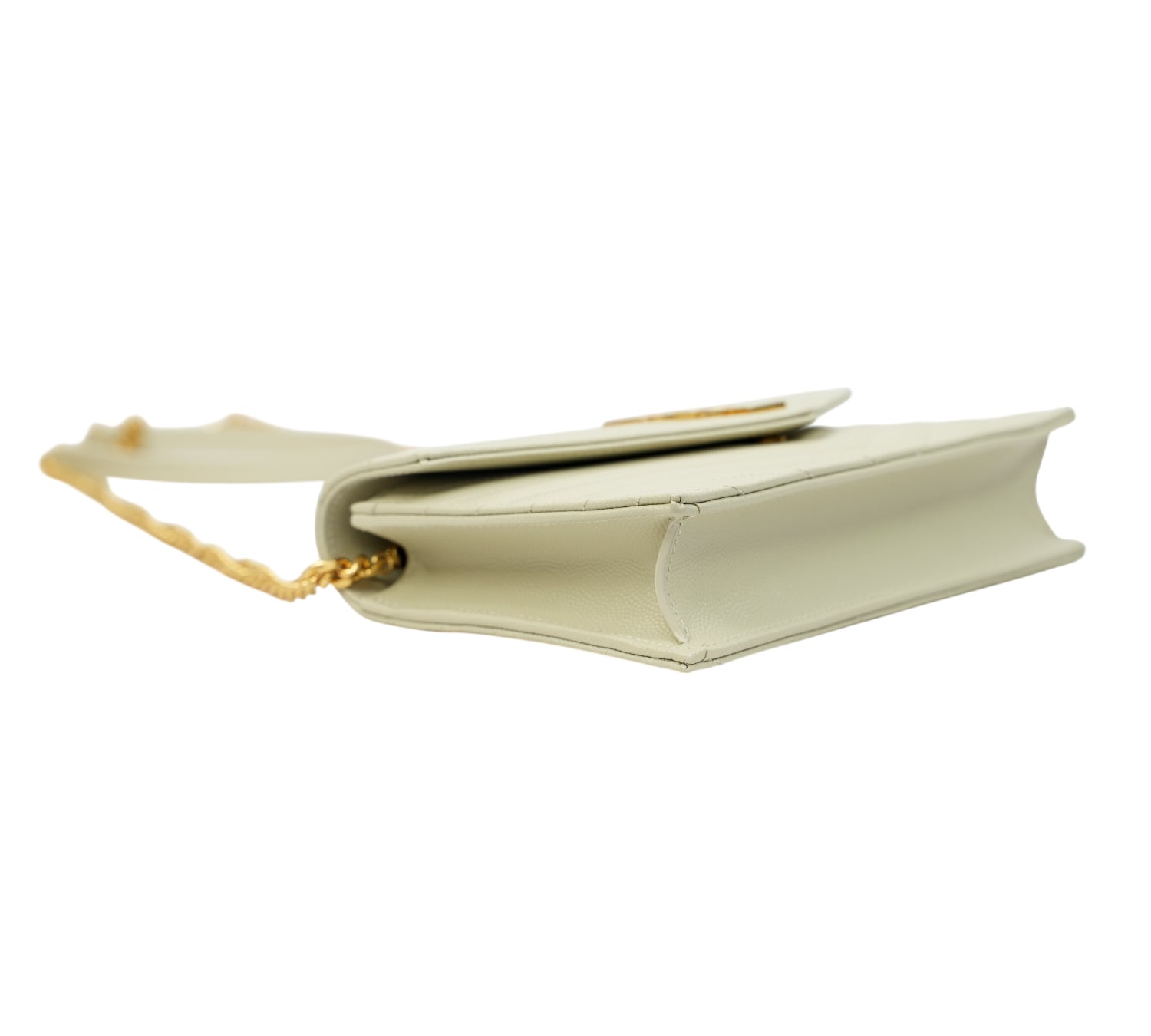 Yves Saint Laurent Crema Soft Cassandre Envelope Chain Wallet