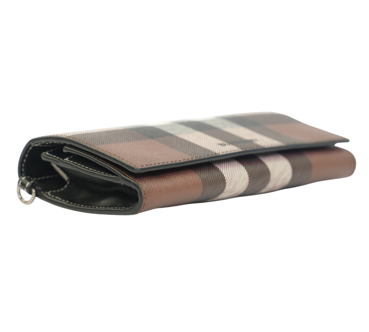 Burberry  Dark Birch Brown Check Chain Strap Wallet