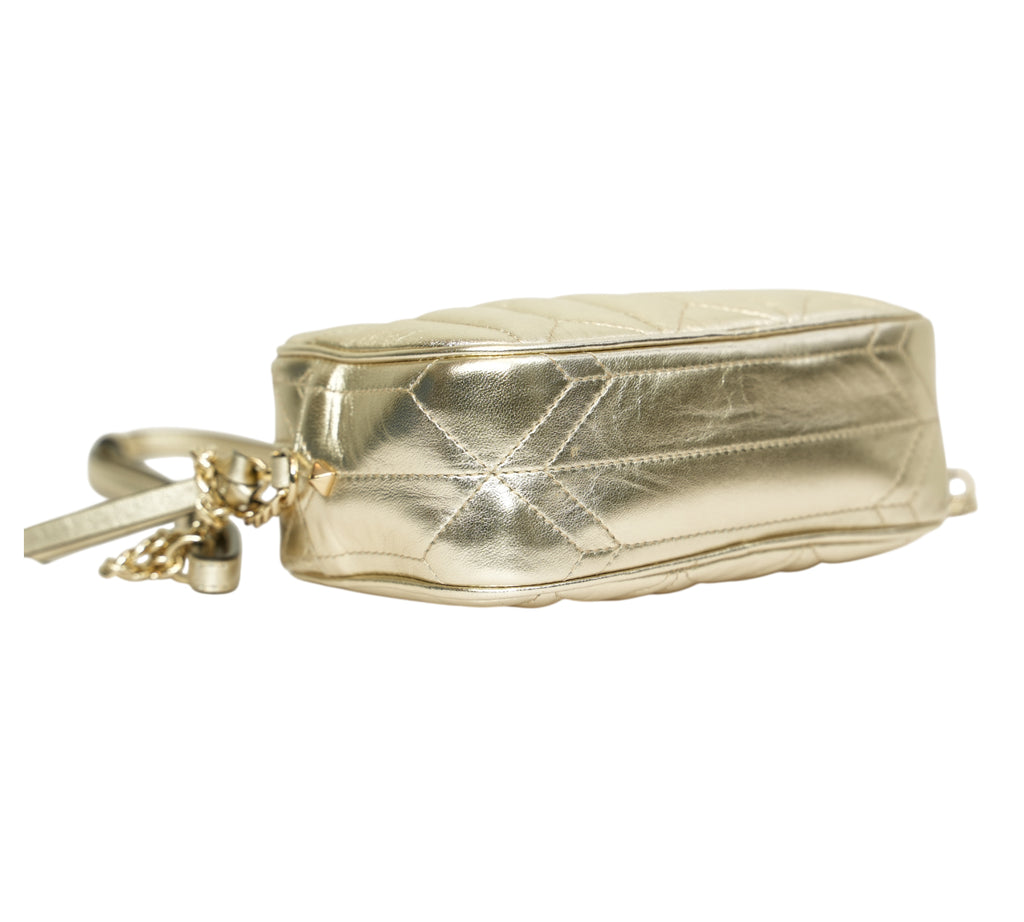Light Gold Avenue Quilted Leather Camera Bag