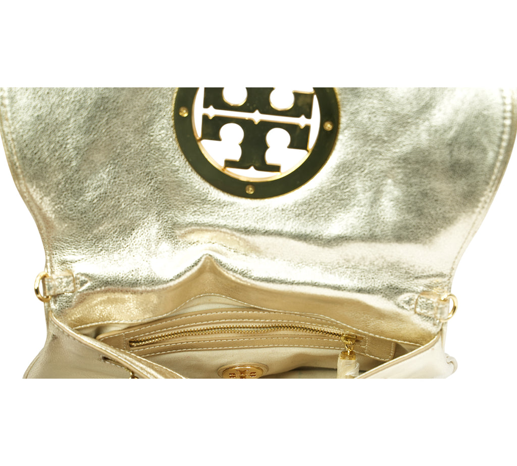 Reva Metallic Leather Shoulder Bag