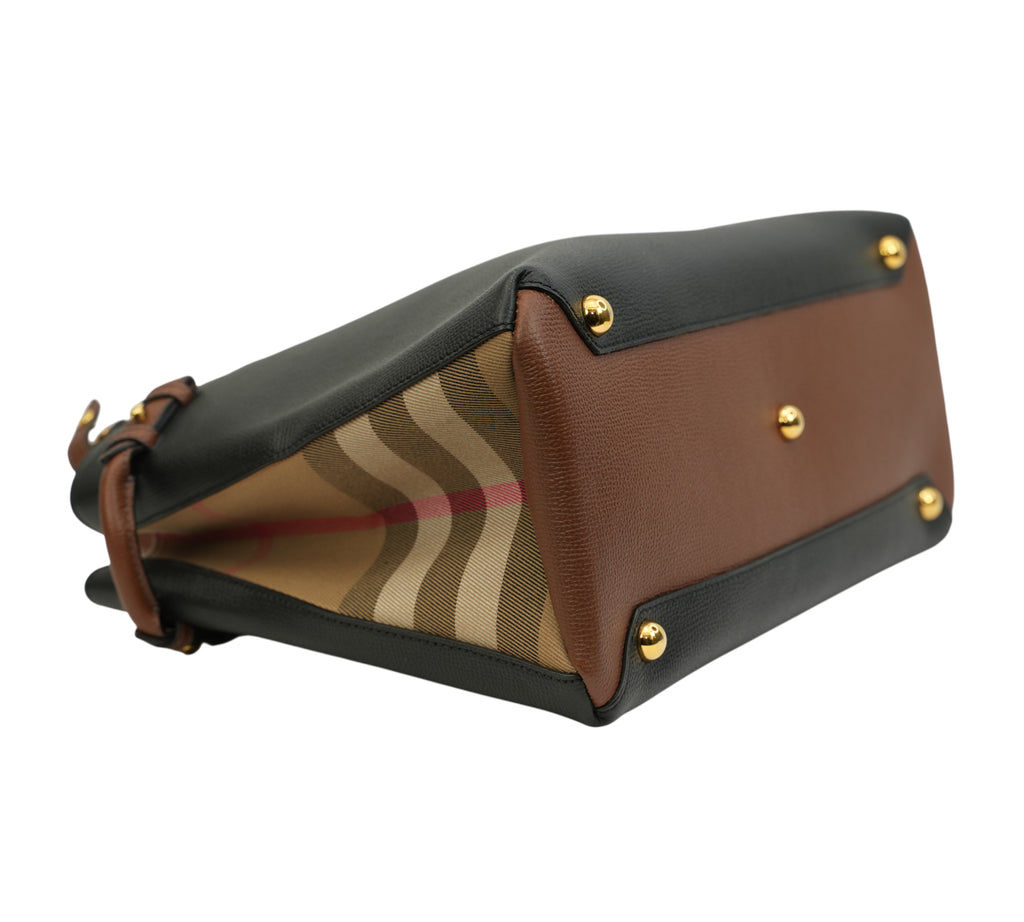 Black Grained Medium Banner Tote Bag