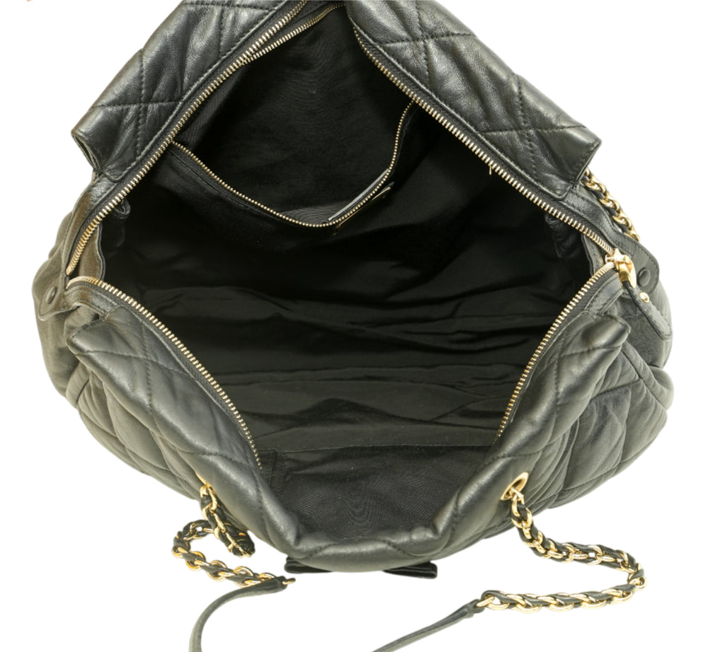 Black Ginette Quilted Vara Bow Chain Shoulder Bag