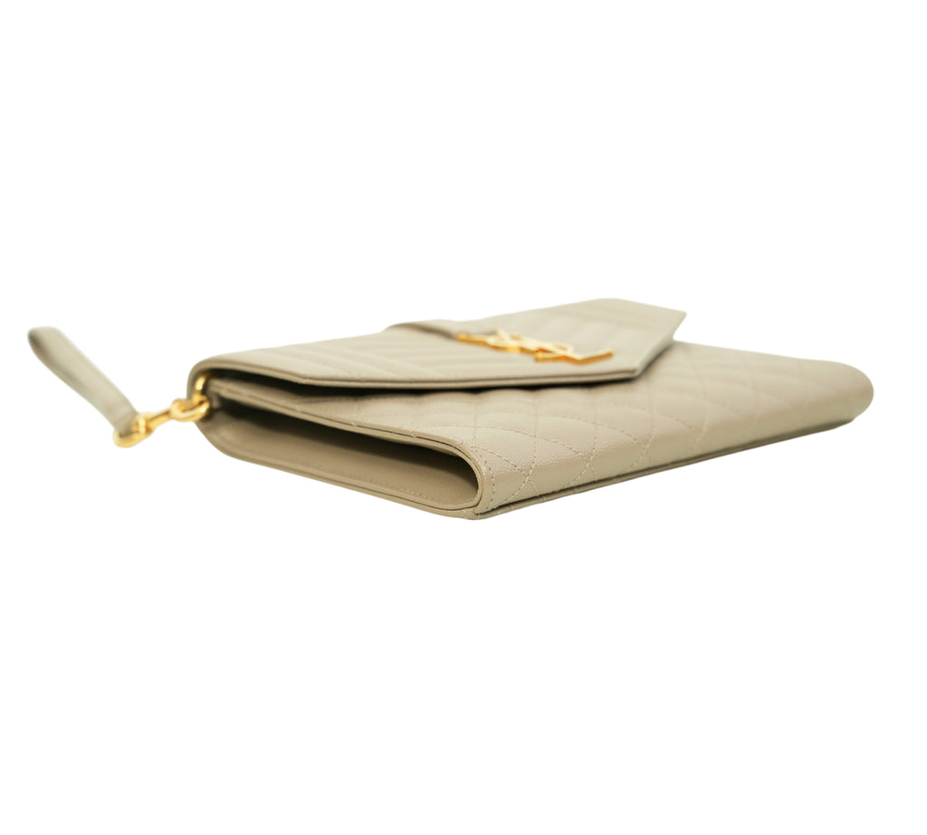 Dark Beige Mix Matelassé Grain De Poudre Envelope Flap Pouch