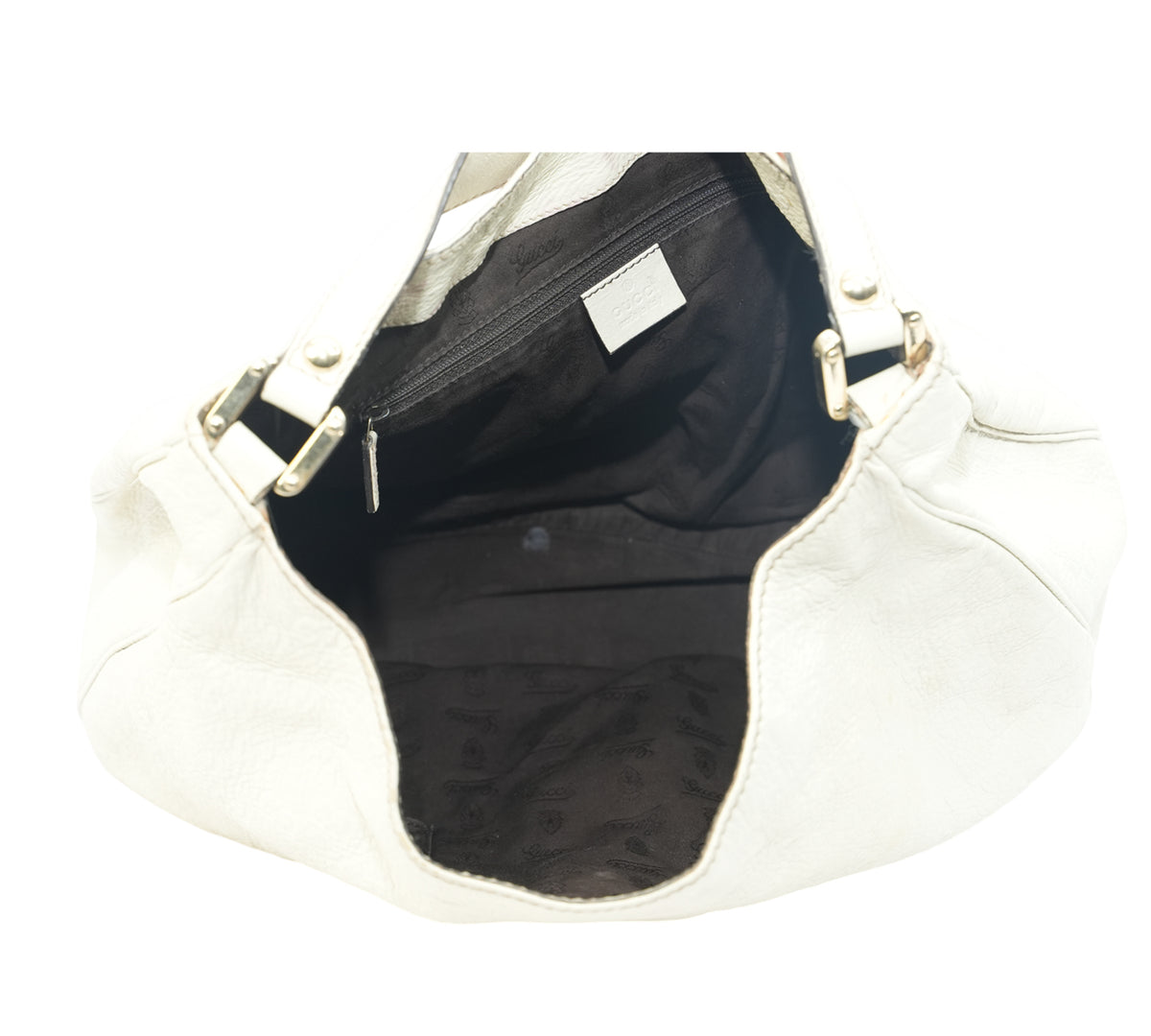 Gucci   White Guccissima Leather New Ladies Web Large Hobo Bag