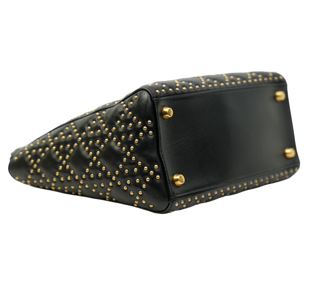 Black Supple Studded Medium Lady Dior Bag