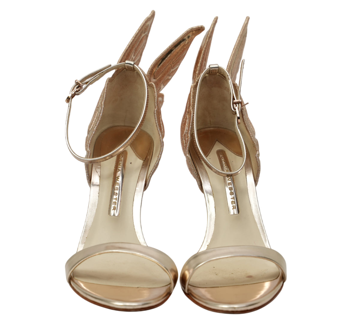 Sophia Webster  Metallic Rose Gold Leather Chiara Butterfly Sandals Size 38.5 - Eur